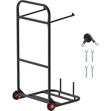 Support de rangement pour chaises pliantes, capacité 100 lbs, chariot robuste pour 10 chaises, métal avec roulettes en caoutchouc, poussée manuelle, finition noire mate (1/5)