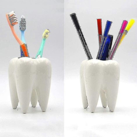 Porte-crayons/brosses à dents en céramique, pot de fleurs/pot de légumes, cadeau dentaire pour la maison, le bureau ou l'école. (1/4)