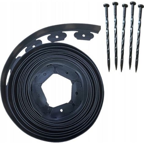 Bordure de jardin noire pour pelouse, palissade + ancrages, 30 pièces (1/5)