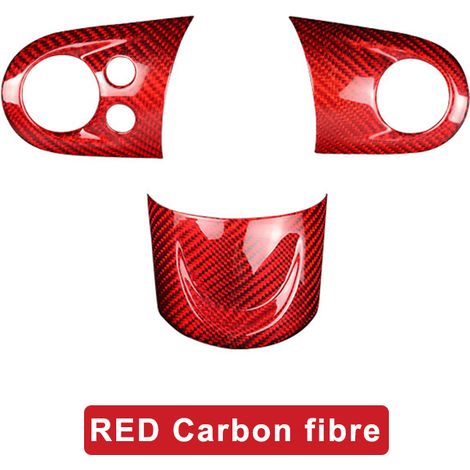 (Bouton rouge) Autocollant décoratif en fibre de carbone pour volant de voiture, compatible avec MINI ONE Cooper S JCW R55 R56 R57 R58 R59 R60 R61 Accessoires intérieurs (1/5)