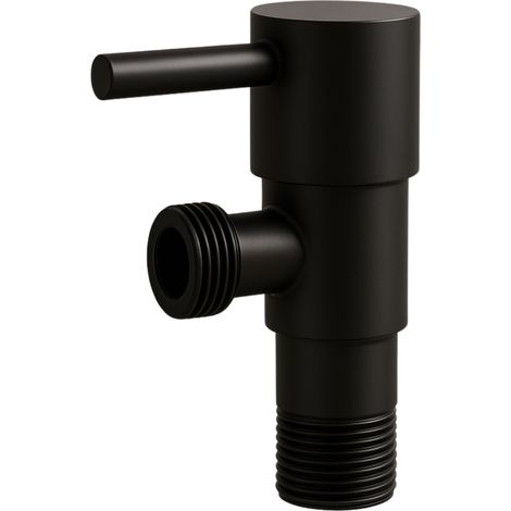 BALNEO - robinet d’angle à tête céramique 1/2 x 3/8 noir - robinet de coupure pour tuyaux d’eau en acier inoxydable (1/3)