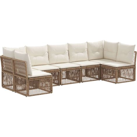 vidaXL Set Divano da Giardino 7 pcs Beige polyrattan