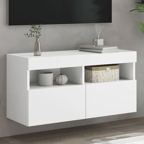 TV-Wandschrank mit LED-Leuchten Weiß 80x30x40 cm (1/5)
