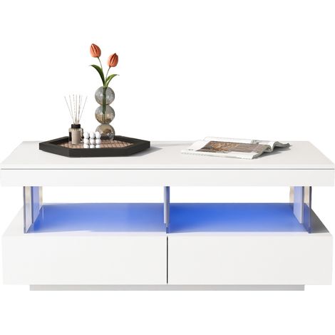 Table basse moderne laquée brillante, table canapé, table à thé, table à café, table d’appoint, plateau résistant aux rayures, durable et lisse, 100x60x49,5 cm