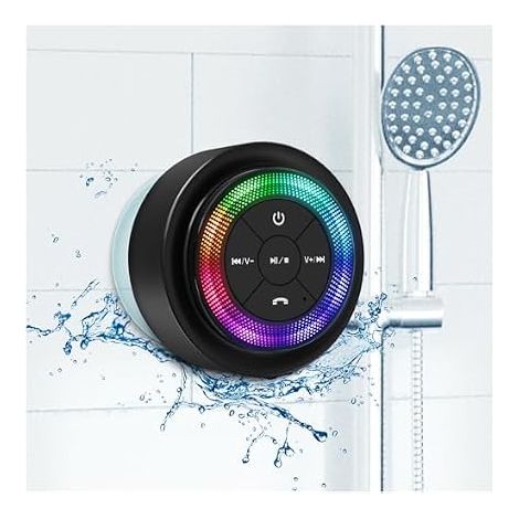 Enceinte Bluetooth Douche, Mise à Niveau, étanche IPX7, Petite Enceinte Bluetooth Speaker puissante avec lumière, Ventouse et Microphone, Crystal Sound et Basse (1/5)