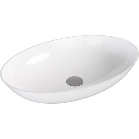 Polysan Banera - Lavabo sobre encimera 60x40 cm, sin rebosadero, sin orificio para grifo, blanco 14397 (1/5)