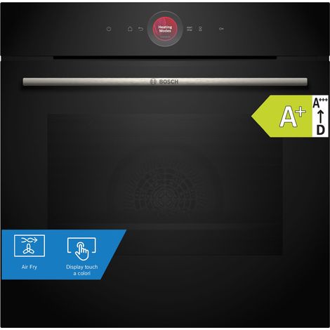 Bosch Serie 8 HBG7341B2 Forno multifunzione Air Fry Nero Classe A+. Dimensione del forno: Largo, Tipo di forno: Forno elettrico, Capacità interna forno totale: 71 L. Posizionamento dell'apparecchio...