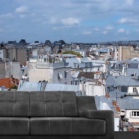 Papier peint XXL intissé 270 cm X 250 cm, toit de Paris à perte de vue, effet déco trompe l'oeil géant, Paris. (1/4)
