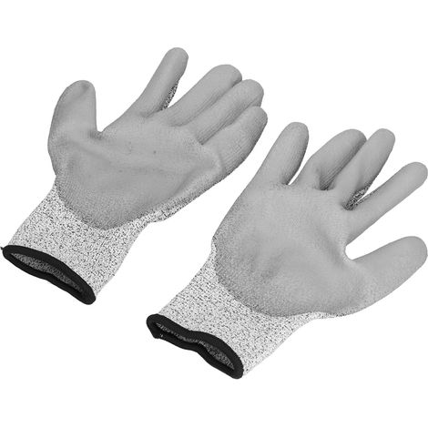 Lot de 2 paires gants anti-coupure gris, HPPE niveau 5, enduits caoutchouc, taille XL, résistants aux lacérations (1/5)