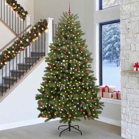 vidaXL Árbol de Navidad artificial 300 cm 300 LED Blanco Cálido Verde (1/5)