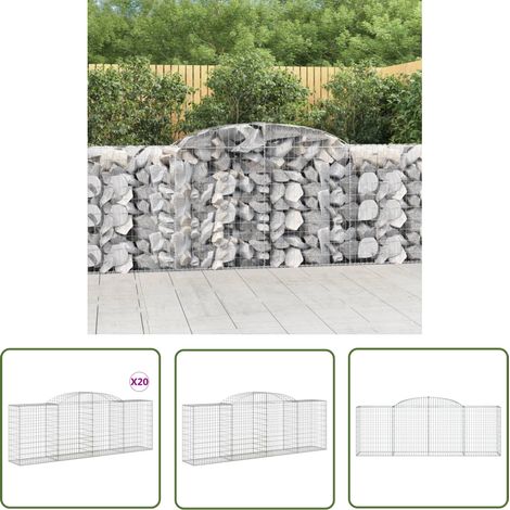 30 pcs Paniers à gabions Clôture de jardin Mur en Gabion Cage à Pierres de Jardin décoratif arqués 300x50x100/120 cm fer galvanisé DBEB3292027 (1/5)
