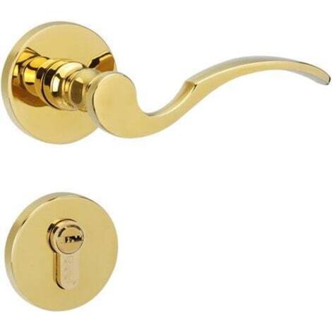 Door handle, door thickness 35-55 mm, 1 set of handles, polished antique brass, bedroom door rosette trim, vintage door hardware, colored knobs