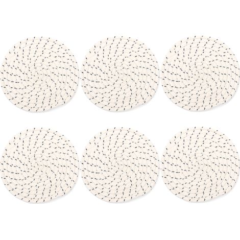 Dessous de verre tissés à la main, absorbants, ronds, résistants à la chaleur, ultra-absorbants, gris clair (1/5)