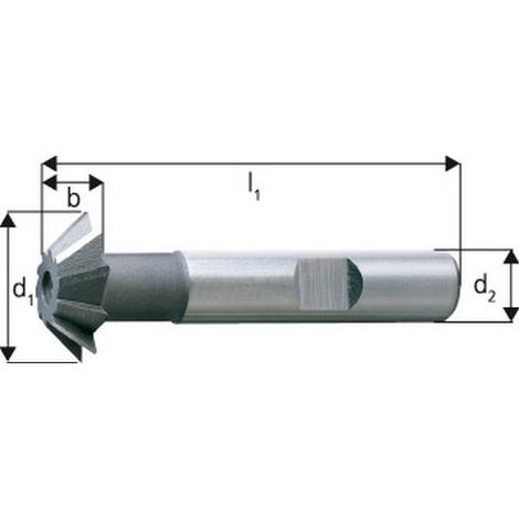 Svasatore, Modulo D, 45 °, Ø D1 - Js16: 16,0 Millimetri, Lunghezza L1 Totale 60 Mm Altezza Di Taglio B - Js 14 4,0 Mm, Ø Coda D2 - H6: 12 Mm, Denti: 6
