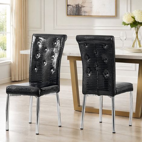 MEUBLIV Lote de 2 sillas de comedor 61,5 x 42 x 101 cm negro – respaldo alto (1/5)