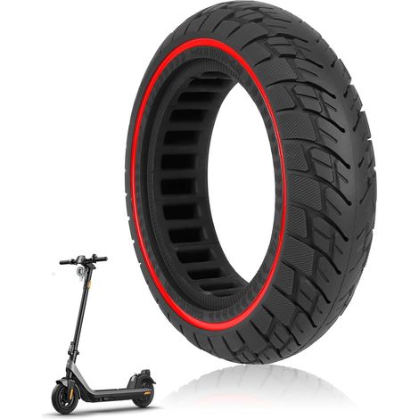 10x2.5 Pneu Plein pour Trottinette Electrique,10 Pouces Roues de Trottinette pour Ninebot Max G30 G30P G30LP,60/70-6.5 Anti-Dérapant Anti-Crevaison Pneu de Secours Avant/Arrière(45mm (1/5)