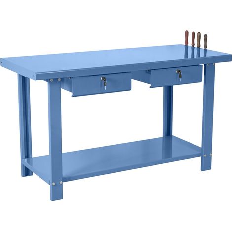 Banco da lavoro 150 cm con 2 cassetti azzurro GR71-B DERBY