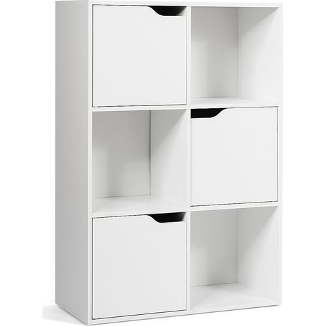 Armadietto con 6 cubi e ante di legno, Espositore per casa ufficio libri giocattoli e decorazioni (1/3)