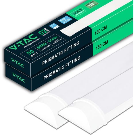 2x Réglette LED Linéaire 150 cm - 50W - Haute Luminosité - Plafonnier Lampe Rectangulaire 6000 Lumen IP20 pour Plafond, Garage, Magasin - Tube Led - Lumière 6500K Blanc Froid (1/5)