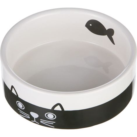 Nobby Ciotola in Ceramica per Gatti Face, Nero/Bianco, Ø 12,0 x 4,5 cm, 1 Pezzo (1/4)