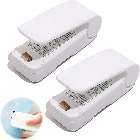 2-piece heat sealer, plastic sealer, mini foil sealer, mini sealing machine, manual bag sealer for plastic bags, packaged snacks (white) (1/5)