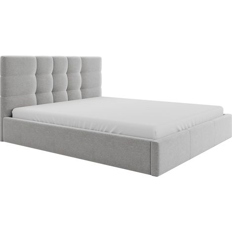 Lit coffre 160 x 200 cm - Tissu - Gris + Matelas - ELIAVA (1/4)