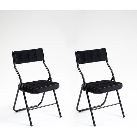 Lot 2 chaises pliantes noires - Coussin - Pliage facile - Pour invités, bureau, mariage, fête - Gain de place - Pratiques (1/5)