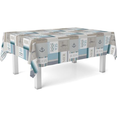 Nappe Toile cirée Anti-Taches Lavable Ronde 140 cm Mer (1/4)