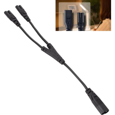 Câble d'alimentation Y IEC320 C8 vers double IEC320 C7, mâle à double femelle, 1 entrée 2 sorties, 0.3m/0.98ft