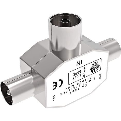 2-Wege-Koaxialverteiler für TV-Antenne, Buchse/Buchse auf zwei Stecker, koaxiale HF-TV-Antenne