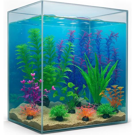 Plantes Artificielles d'Aquarium Set de Décorations pour Aquarium Accessoires de Décoration de Bassin de Poissons en Plastique Grand et Petit Coloré