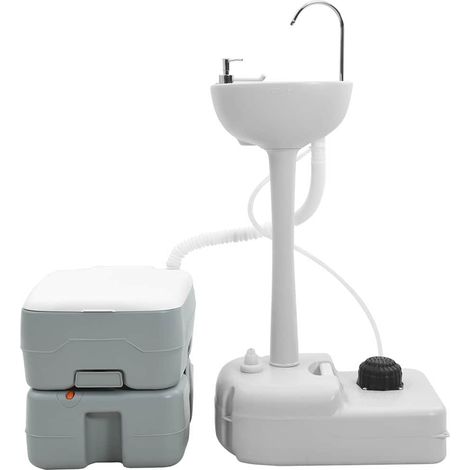 Kit de Toilettes de Camping 2 pcs Gris 50,5 x 33 x 103 cm