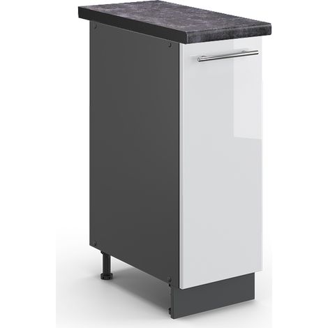 Meuble de cuisine Fame-Line, Blanc Haute brillance, 30 cm , PT Anthracite, Vicco (1/5)