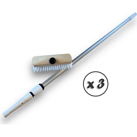 Balai Lave-Pont 22 cm PPL Blanc Manche télescopique 3,80 m - Quantité x 3 - Lave-pont PPN blanc télescopique