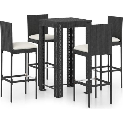 Maison Exclusive - Set Bar da Giardino 5 pz con Cuscini Polyrattan Nero (1/5)