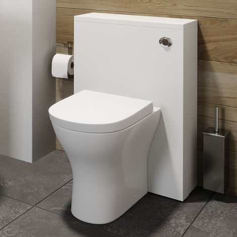 500mm Bathroom Toilet Concealed Cistern White Gloss Dual Flush Soft Close Seat (1/5)