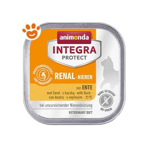 Animonda  Integra Protect Renal  Alimento specializzato per gatti con insufficienza renale - Vaschetta da 100 g - Anatra 100 g