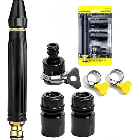 Buse haute pression pour tuyau d'arrosage. Pistolet de nettoyage haute pression en alu avec buses (1/4)