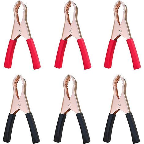 6 pieces 70mm long car battery alligator clips, 50A insulated battery clamps, copper jumper wire clamps for car, truck, vehicle, boat (1/5)