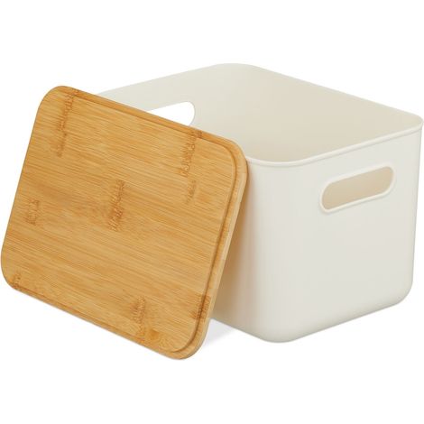 Set di 2 pratici contenitori portaoggetti impilabili bagno ufficio 16 x 26 x 17,5 cm in plastica naturale 130016852