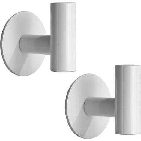Set mit 2 selbstklebenden Handtuchhaken fürs Badezimmer, robuste Edelstahlhaken mit selbstklebender Metallbeschichtung (weiß) (1/5)