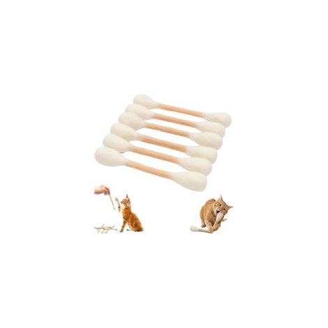 Wattestäbchen-Katzenspielzeug mit Katzenminze, riesige Kauknochen für Kätzchen, robuste Zahnungshilfen, interaktive Filz-Katzenspielzeuge gegen Langeweile und für die Zahnpflege, 6er-Pack Spielzeug-Ac