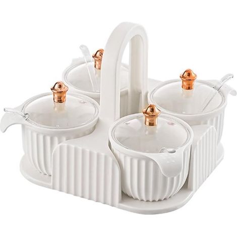 Gewürzglas-Set – Gewürzgläser mit Deckel und Löffeln, Küchenorganizer für Salz, Zucker, Pfeffer und Suppe (1/5)