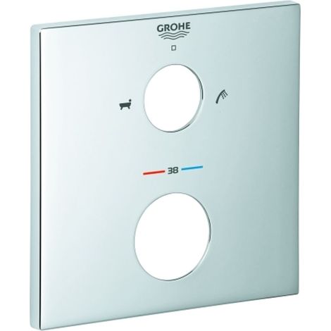 GROHE Rosetón para conjuntos de grifería termostática, cuadrado, metal, FastFixation, cromo, 49103000