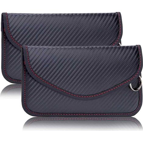 Pochette Faraday - Fibre De Carbone - Blindage Rf Pour Téléphone Et Clé De Voiture - Lot De 2 (1/5)