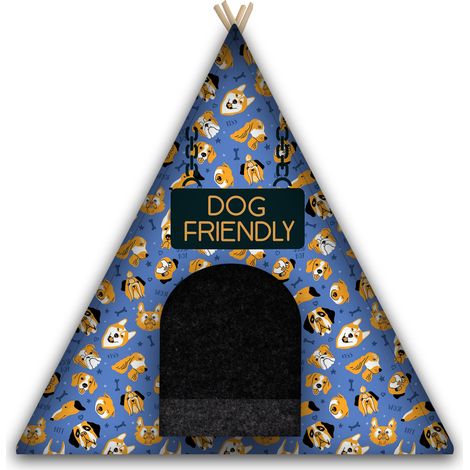 Tipi pour chien/chat avec coussin, bleu, taille XL (1/4)