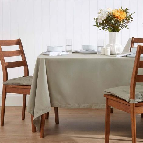 HOMESCAPES Grey Cotton Square Tablecloth 140 x 140 cm