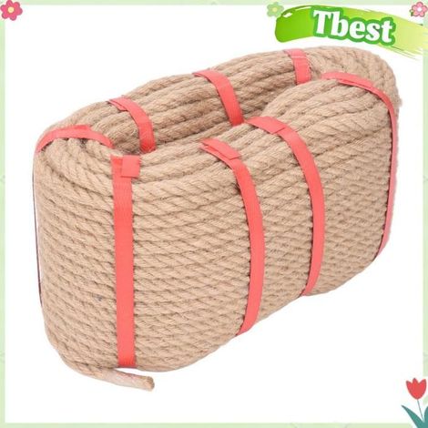 Tbest ficelle de jute artisanale Ficelle de Jute 50M de longueur, corde de Jute multi-brins, quincaillerie antichute 10mm (1/5)