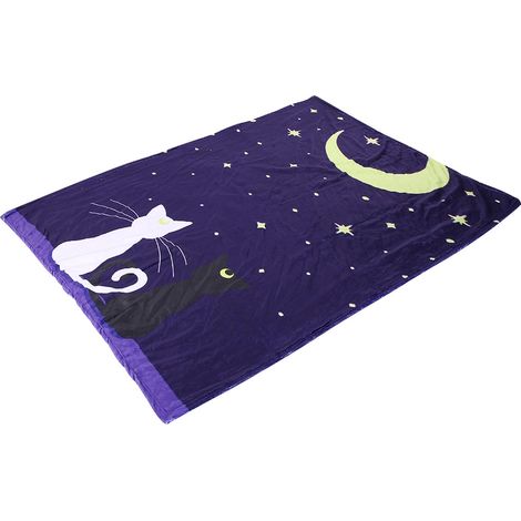 Tapis doux et chaud bleu pour chien, motif chat, couverture climatisée pour chiot (150 x 80 cm) (1/5)