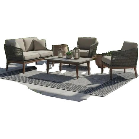 Alfombra de exterior, material PVC, base de goma, gris. (1/2)